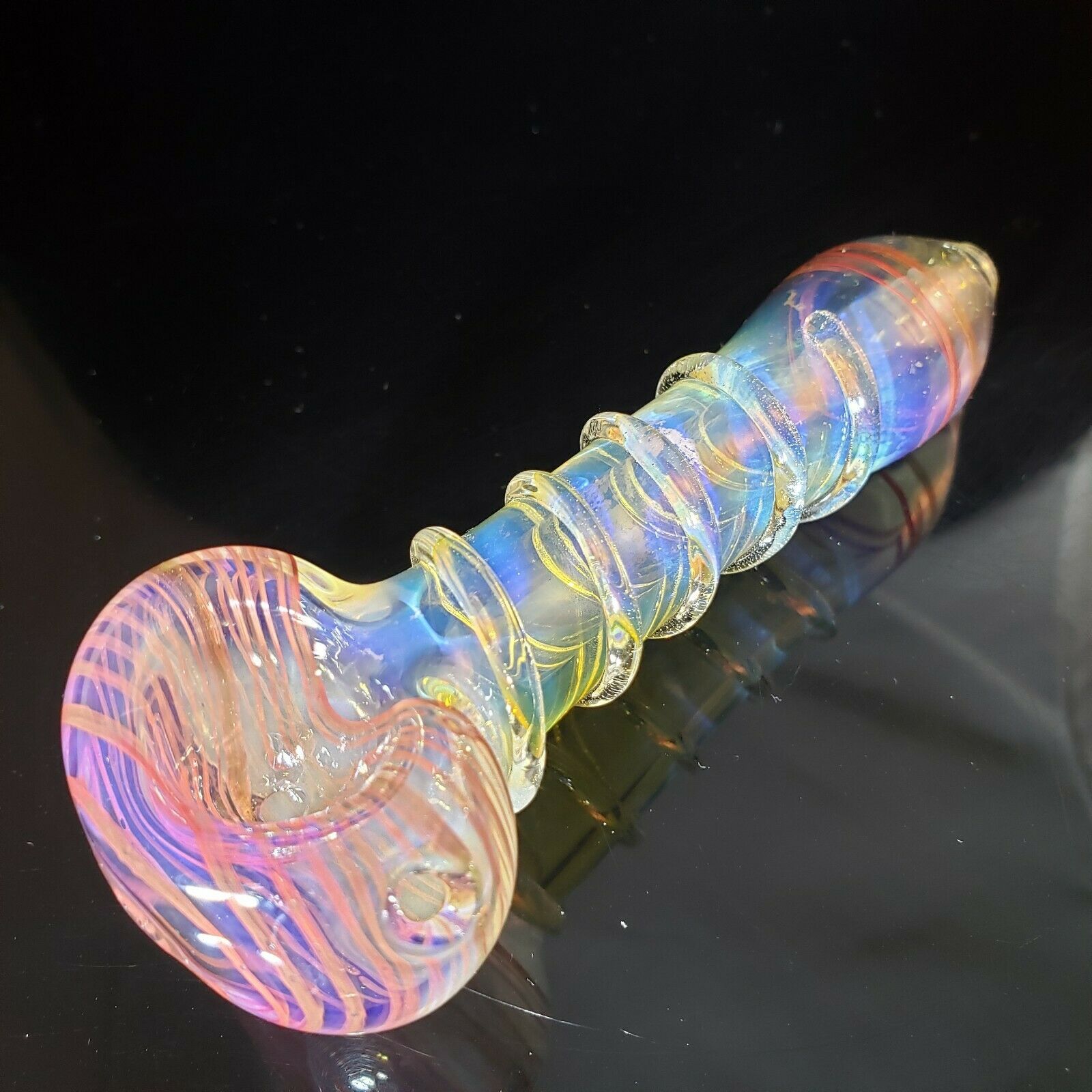 4.5" Glass Pipes Outside Twist Bowl Hand Pipe Fumed Color Changing Tobacco