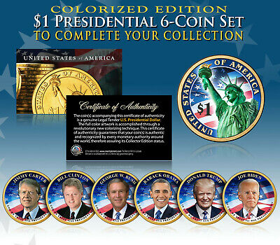 Living Presidents 2020-21 Presidential $1 Us Dollar Colorized 2-sided 6-coin Set